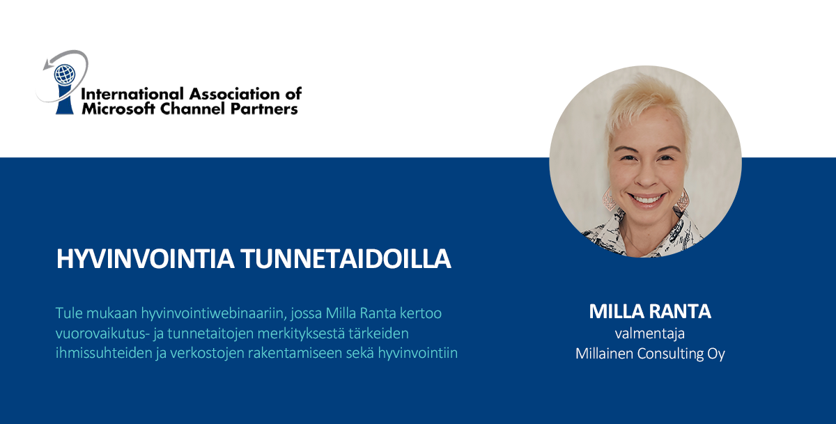  IAMCP-webinaaritallenne 28.8. | Hyvinvointia tunnetaidoilla | Valmentaja Milla Ranta